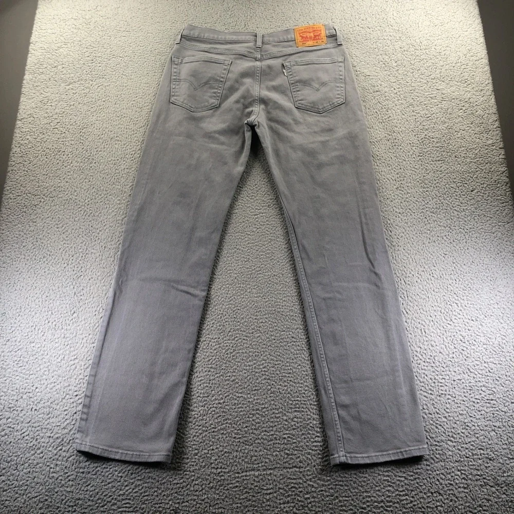 Levis Jeans Ment 33x34 Gray 514 Straight Fit Stretch Denim Light Wash Regular Fi